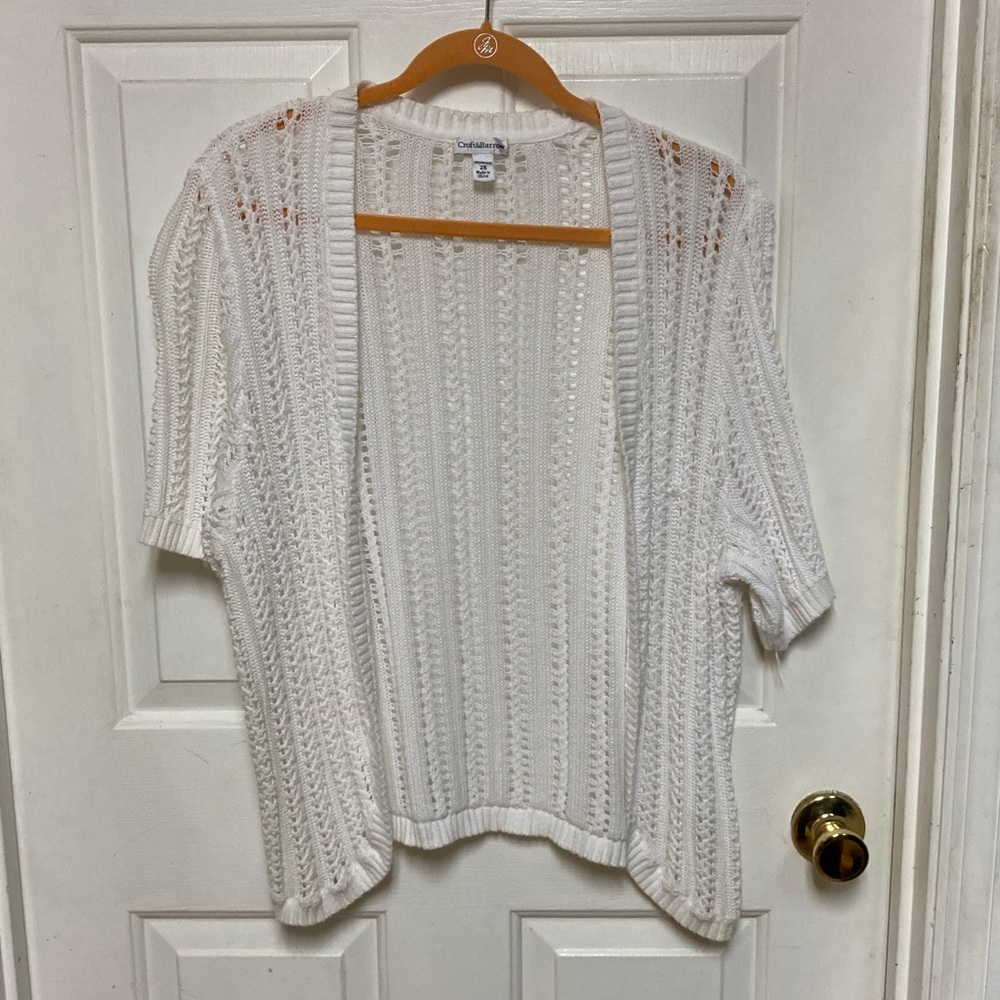 Croft & Barrow White Open Knit Cardigan